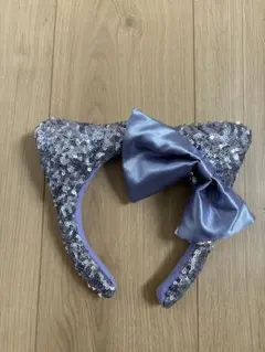 ハローキティ　usj紫 スパンコールカチューシャ サテンリボン付き