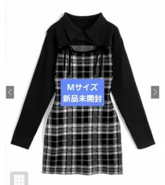 【GRL】チェック柄フロントオープンリボンニットミニワンピース[ru1373]