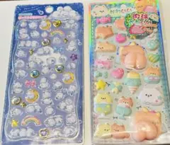 【新品】シール 2点セット シマエナガ 3Dクリスタル ＆ 犬 ぷっくりシール