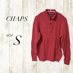 CHAPS レッド セーター S メンズ ボタン ニット 赤のサムネイル