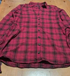 【美品】アバクロ チェック柄 シャツワンピース レッド×ブラック