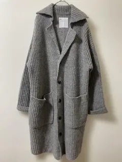 【ウール95%】so エスオー ロングニットコート カーディガン グレー F