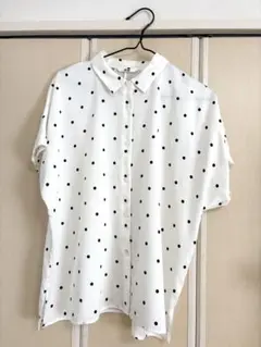 UNIQLO 半袖シャツ M ホワイト・ブラックドット