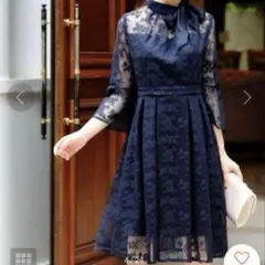 【未使用級】 ルイルエ レースワンピース ネイビー 結婚式 オケージョン S