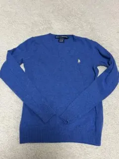 【美品】ラルフローレンスポーツ カシミヤ混 Vネックニット ブルー Sサイズ