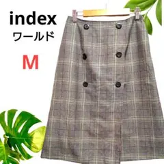 index　チェックスカート　Mサイズ 　ワールド　グレー