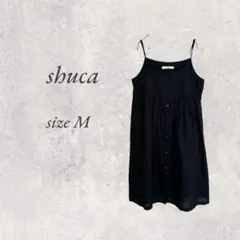 シュカ/キャミワンピースM/重ね着/チュニック/黒/ナチュラル/無地No.786