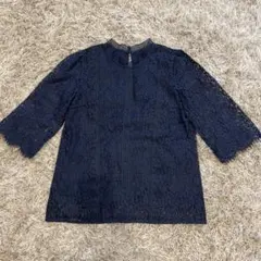 美品　ロペピクニック　ネイビー レース チュニック 七分丈　サイズ40
