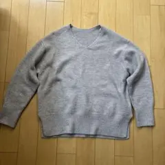 グレー Vネック ニットセーター M