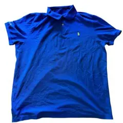 ラルフローレン 青色 ポロシャツ 刺繍ロゴ付き