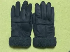 手袋 ブラック ムートン調 ボア 裏起毛 防寒 冬物