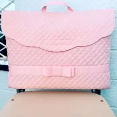 防災頭巾カバー・背もたれ♡ペールピンク♡リボン♡無地【クラウドタイプ】【完成品】のサムネイル