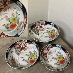 古伊万里 金欄色絵 献上 桃手紋 膾皿 角富 5客 九谷・輪島塗・李朝
