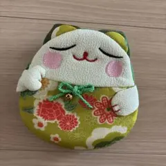 新品 猫 ちりめん ポーチ