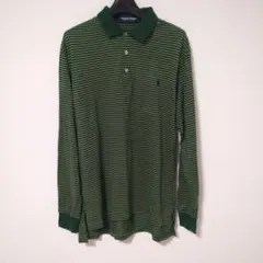 ラルフ・ローレン　Polo Golf グリーン ストライプ ポロシャツ M