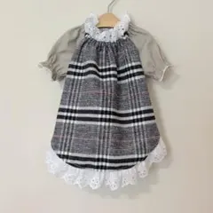 Sサイズ＊チェック柄シャーリングワンピース（ブラック）