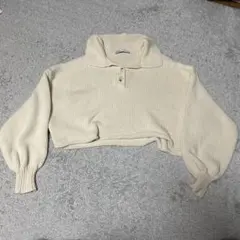 ZARA M アイボリー ポロネックニット