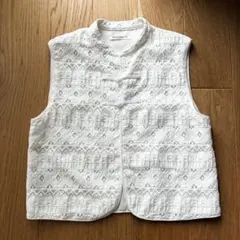 美品 ユナイテッドアローズ レース リボン ベスト ジレ ホワイト