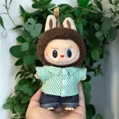 ぬい服 17cm ストライプシャツ グリーン ラブブ服