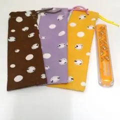 ハンドメイド　お箸袋　巾着　歯ブラシ入れ　シマエナガ　3枚セット　136