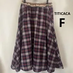 チチカカ　綿　チェック柄フレアスカート