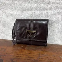 美品 PRADA プラダ ソフトルックス レザー 折財布 ブラウンのサムネイル