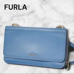 FURLA フルラ ショルダーバッグ ウォレットバッグ ブルー サフィアーノ 