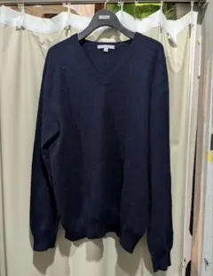 ユニクロ Lサイズ カシミア ネイビー Vネック セーター