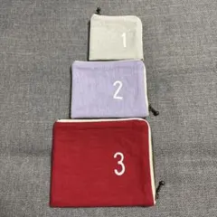 【美品】thRee ナンバー付きファスナーポーチ3色セット