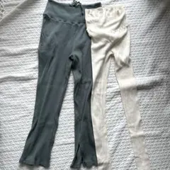 マタニティリブパンツ ブルーグレー&ホワイト