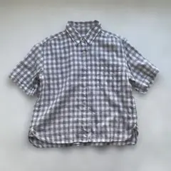 美品 マーガレットハウエル 麻100% 半袖チェックシャツ - メルカリ