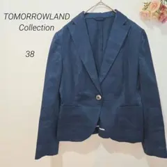 トゥモローランドコレクション テーラードジャケット コットン ネイビー 38