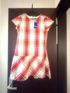 【新品タグ付き】 BURBERRY 赤と白のチェック 半袖ワンピース 38
