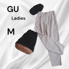 GU/サイズM/ライトコーデュロイタックテーパードパンツ/薄いベージュ系