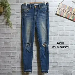 アズールバイマウジー スキニーデニム 美品 ダメージ ストレッチ クラッシュ加工