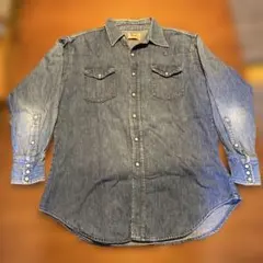 70s Wrangler USA製 デニムウエスタンシャツ XL相当