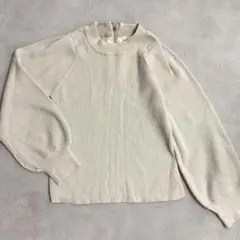 アイボリー ラメ入り　リブ編み セーター バルーンスリーブ
