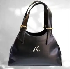 希少】美品✨ コシノヒロコ ブラックレザートートバック ゴールドワニ 