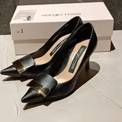 ほぼ新品　セルジオロッシ　GODIVAパテントパンプス　ブラック　３６1/2 ほぼ新品 セルジオロッシ GODIVAパテントパンプス ブラック 361/2