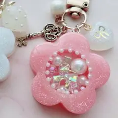 ♡お花のシェイカーキーホルダー♡ ピンク