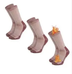 靴下 メンズ ウール ハイソックス 冬 厚手 防寒 3足 25-28cm 暖かい