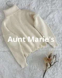 Aunt Marie's オフホワイト タートルネックニット 長袖