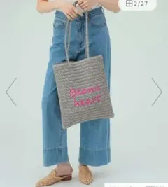 【新品】【BEAMS HEART】ビームスハート　ペーパーロゴ刺繍トート　軽量のサムネイル