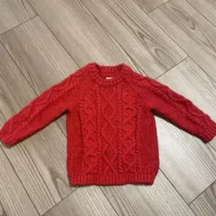 H&M 赤 ケーブル編み ニットセーター 6M