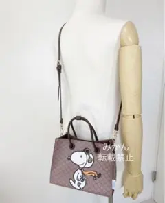 しまむら × スヌーピー　マカダム柄 ショルダーバッグ