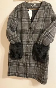 新品タグ付き　レイカズン　ポケットファーコート　中綿アウター　チェスター