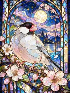 桜文鳥　デジタルアート　2Lサイズ