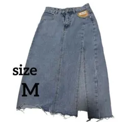 【美品★】ロングデニムスカート タイト　ライトブルー スリット入りレディース
