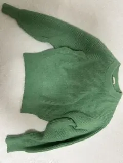 GU グリーン リブ編みセーター 長袖