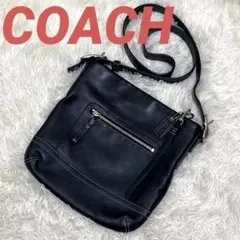 美品　コーチ　ショルダーバッグ　チャーム付き　タッセル　F01415 レザー　黒